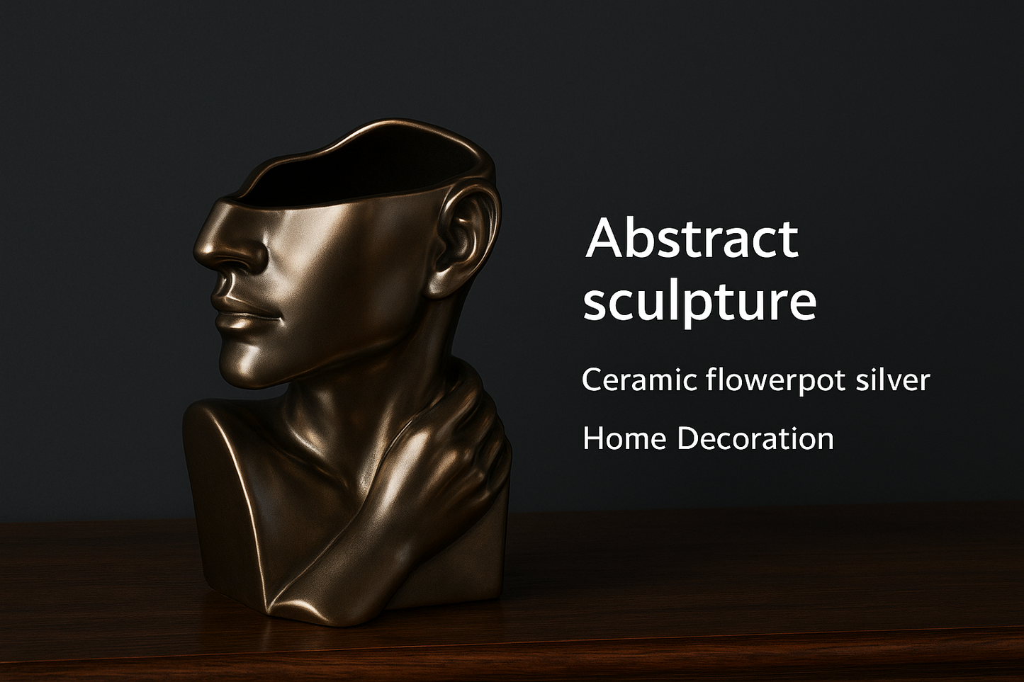 Silver Ceramic Abstract Face Sculpture Vase – Modern Home Décor & Elegant Gift